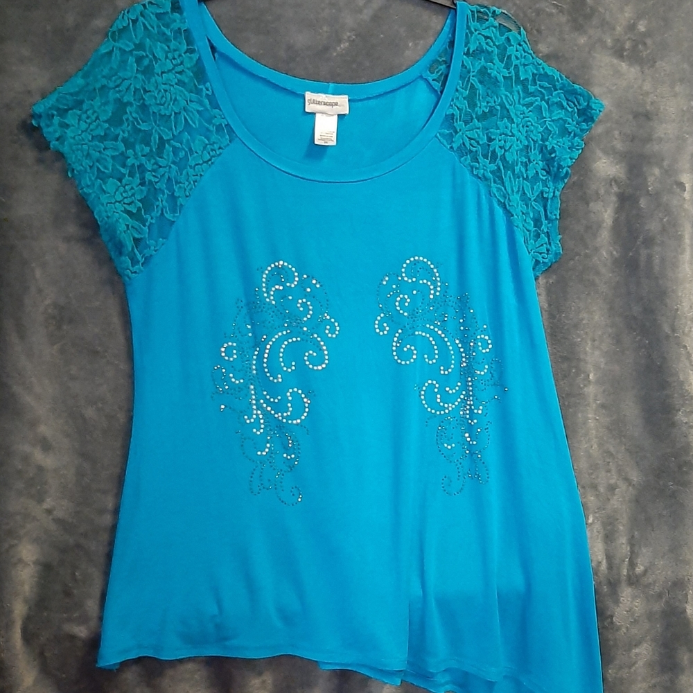 Womens Plus Size 2X Glitter Scope Top